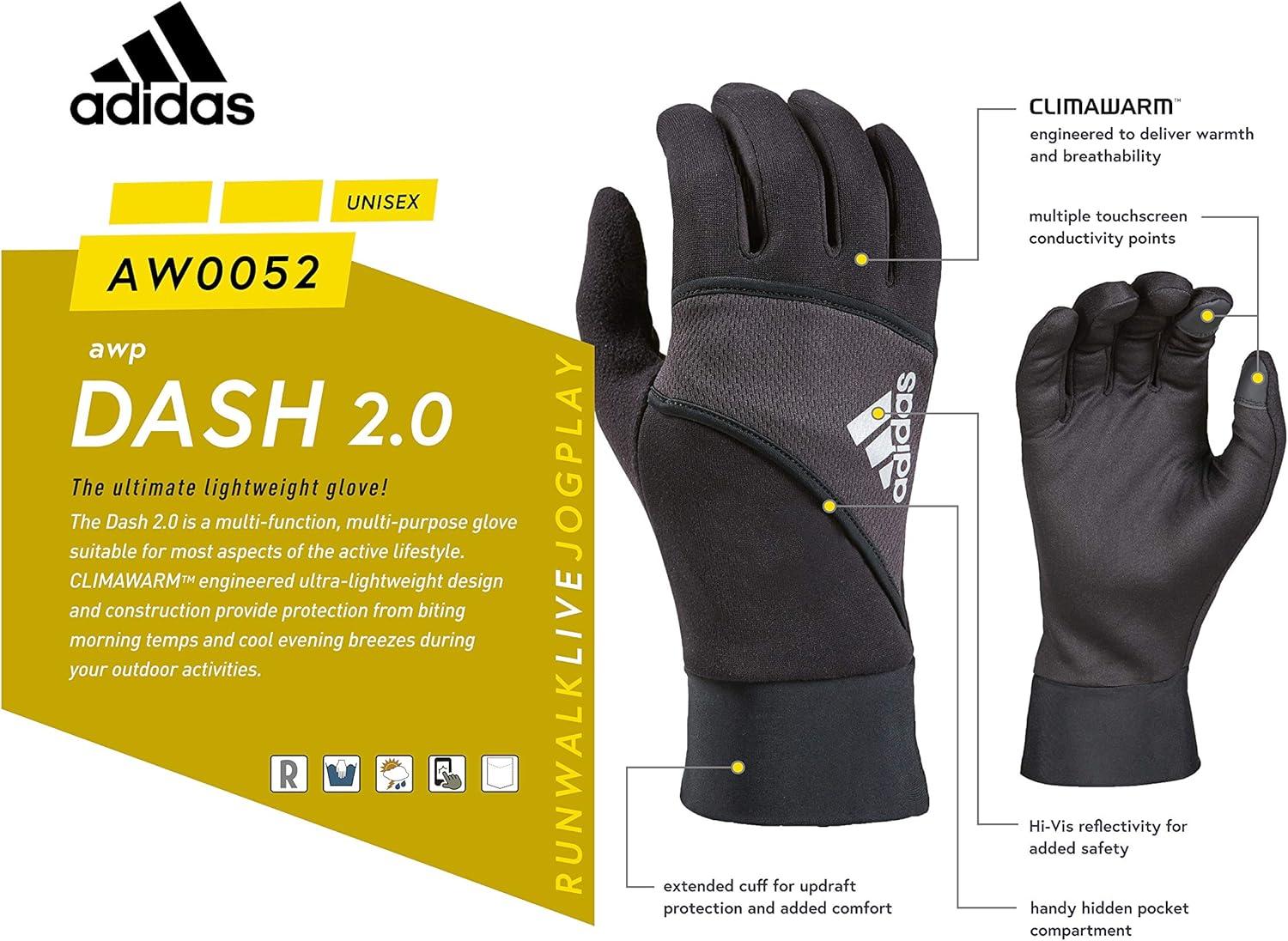 imageadidas Mens Dash 20 Reflective Gloves BlackDash 20 BlackWhite