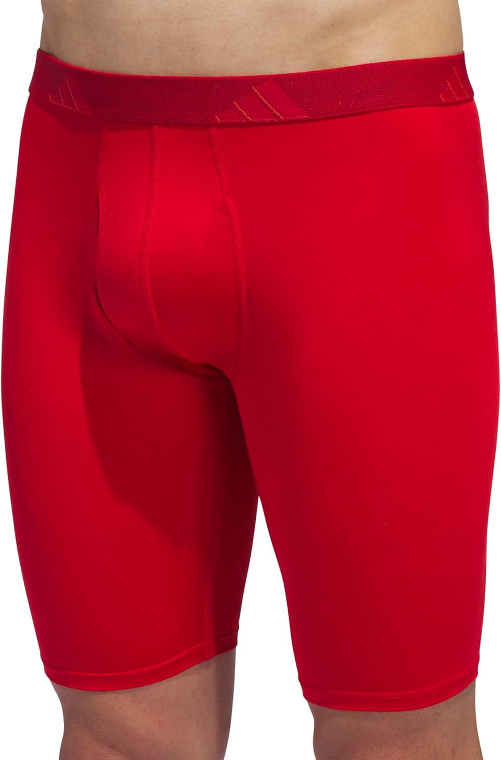 imageadidas Mens Performance 3Pack Long Boxer Brief Underwear Boxer Briefs 3Pack Long Mens Underwear PackBetter ScarletBlackOnix GreyMicrofiber