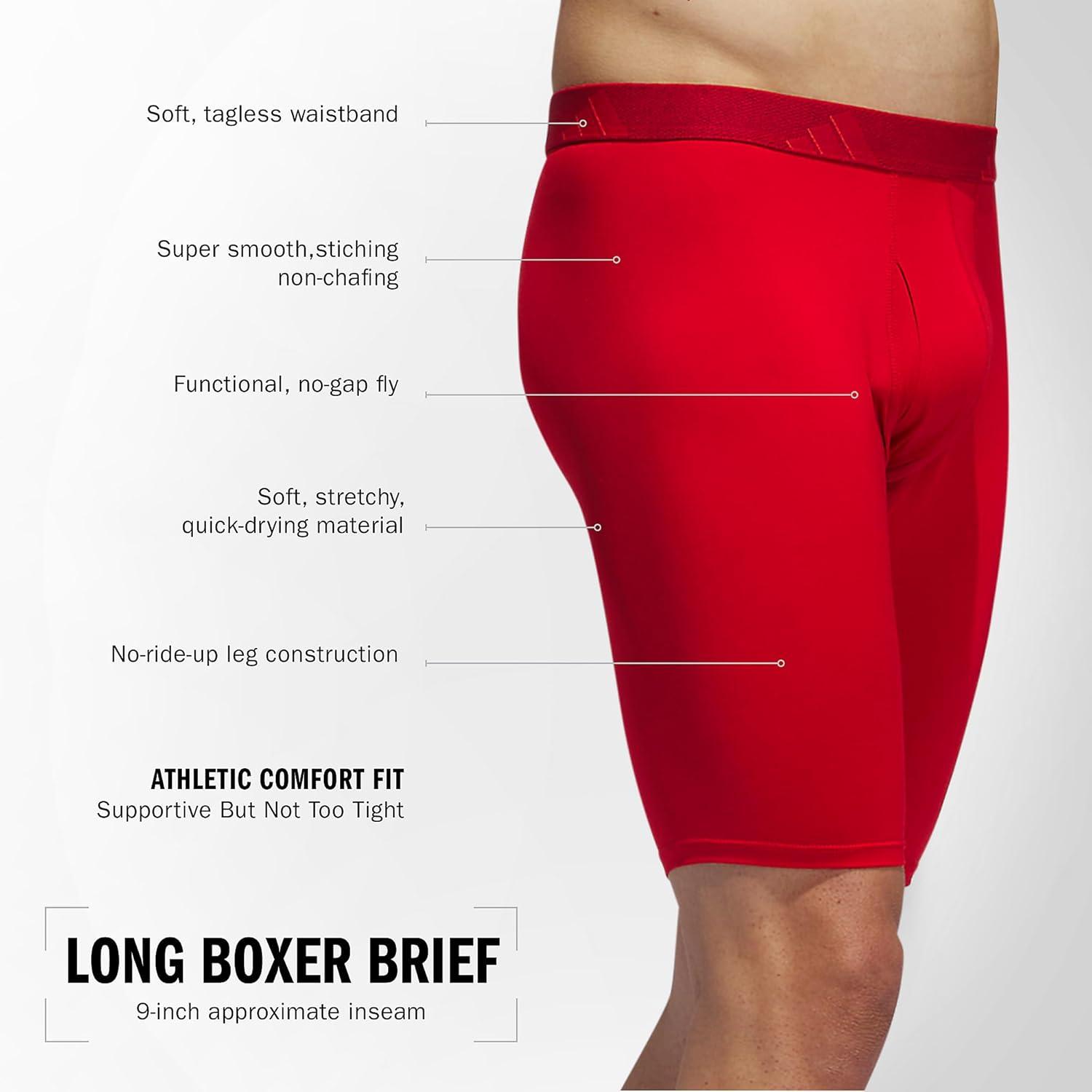 imageadidas Mens Performance 3Pack Long Boxer Brief Underwear Boxer Briefs 3Pack Long Mens Underwear PackBetter ScarletBlackOnix GreyMicrofiber