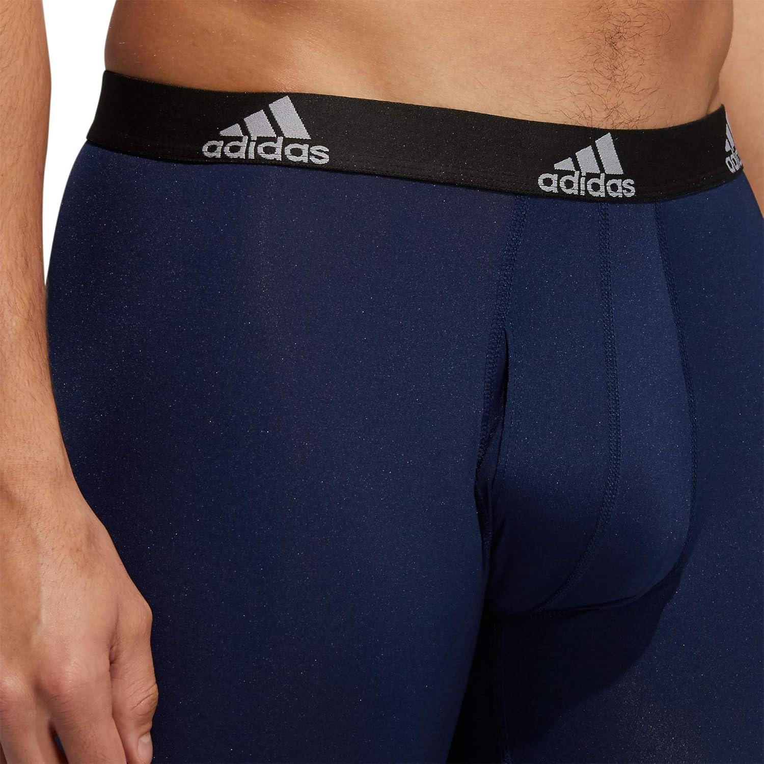 imageadidas Mens Performance 3Pack Long Boxer Brief Underwear Boxer Briefs 3Pack Long Mens Underwear PackBlackGreyCollegiate NavyPerformance