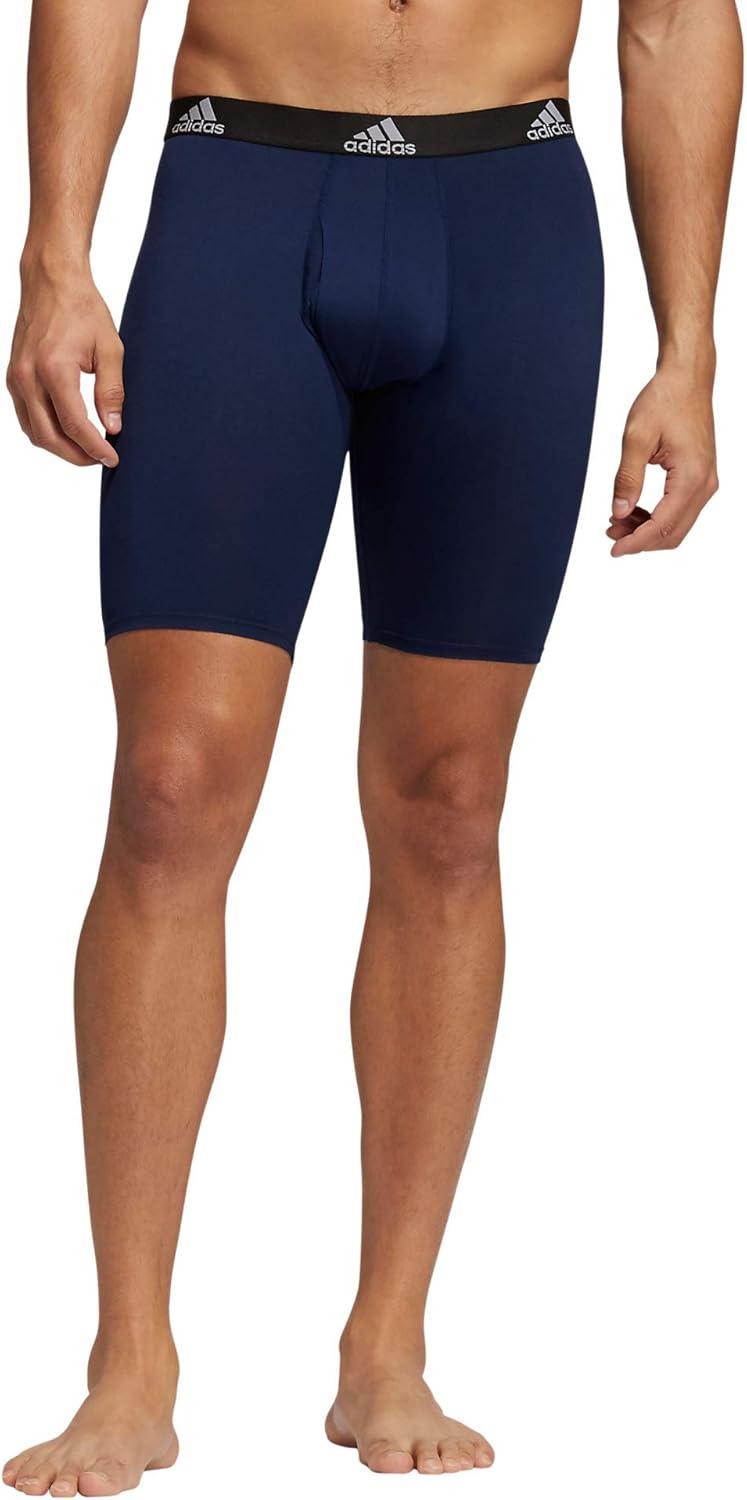 imageadidas Mens Performance 3Pack Long Boxer Brief Underwear Boxer Briefs 3Pack Long Mens Underwear PackBlackGreyCollegiate NavyPerformance