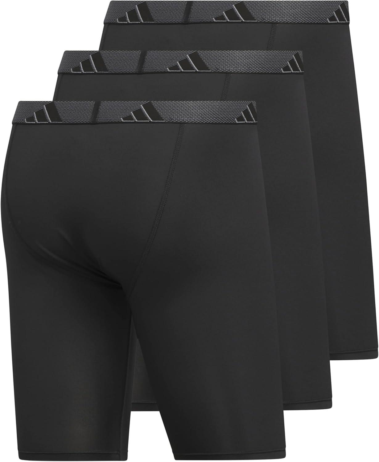 imageadidas Mens Performance 3Pack Long Boxer Brief Underwear Boxer Briefs 3Pack Long Mens Underwear PackBlackOnix GreyBlackMicrofiber