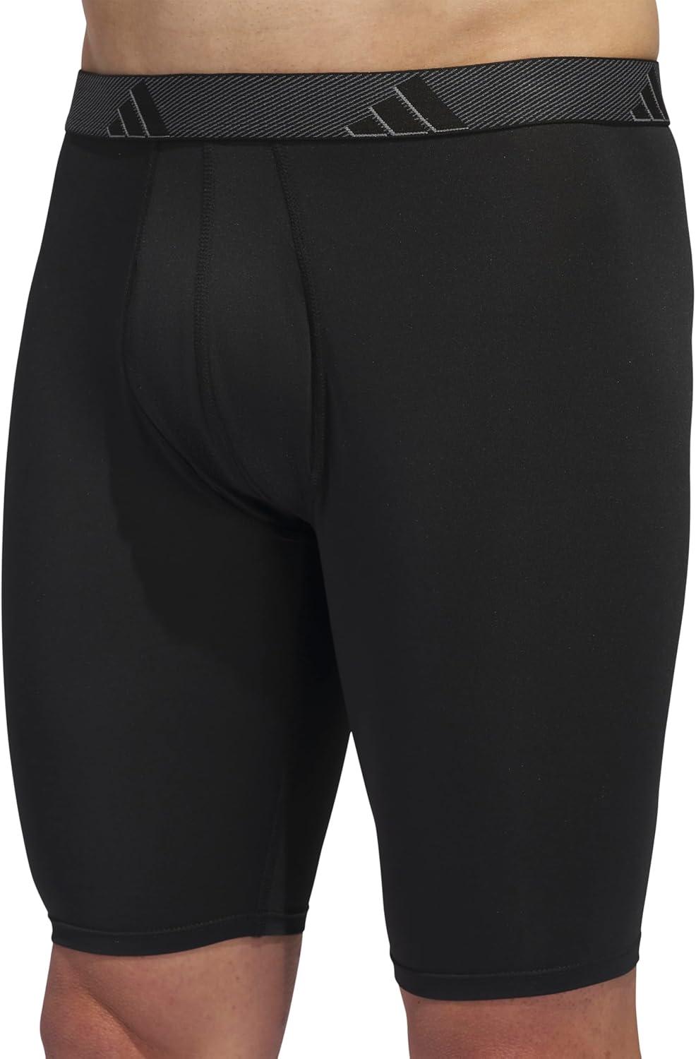 imageadidas Mens Performance 3Pack Long Boxer Brief Underwear Boxer Briefs 3Pack Long Mens Underwear PackBlackOnix GreyBlackMicrofiber