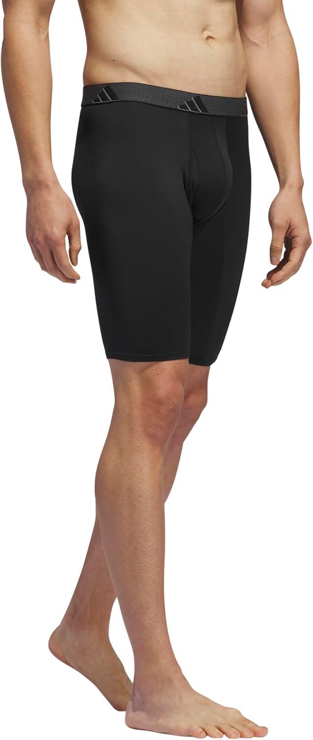 imageadidas Mens Performance 3Pack Long Boxer Brief Underwear Boxer Briefs 3Pack Long Mens Underwear PackBlackOnix GreyGreyMicrofiber