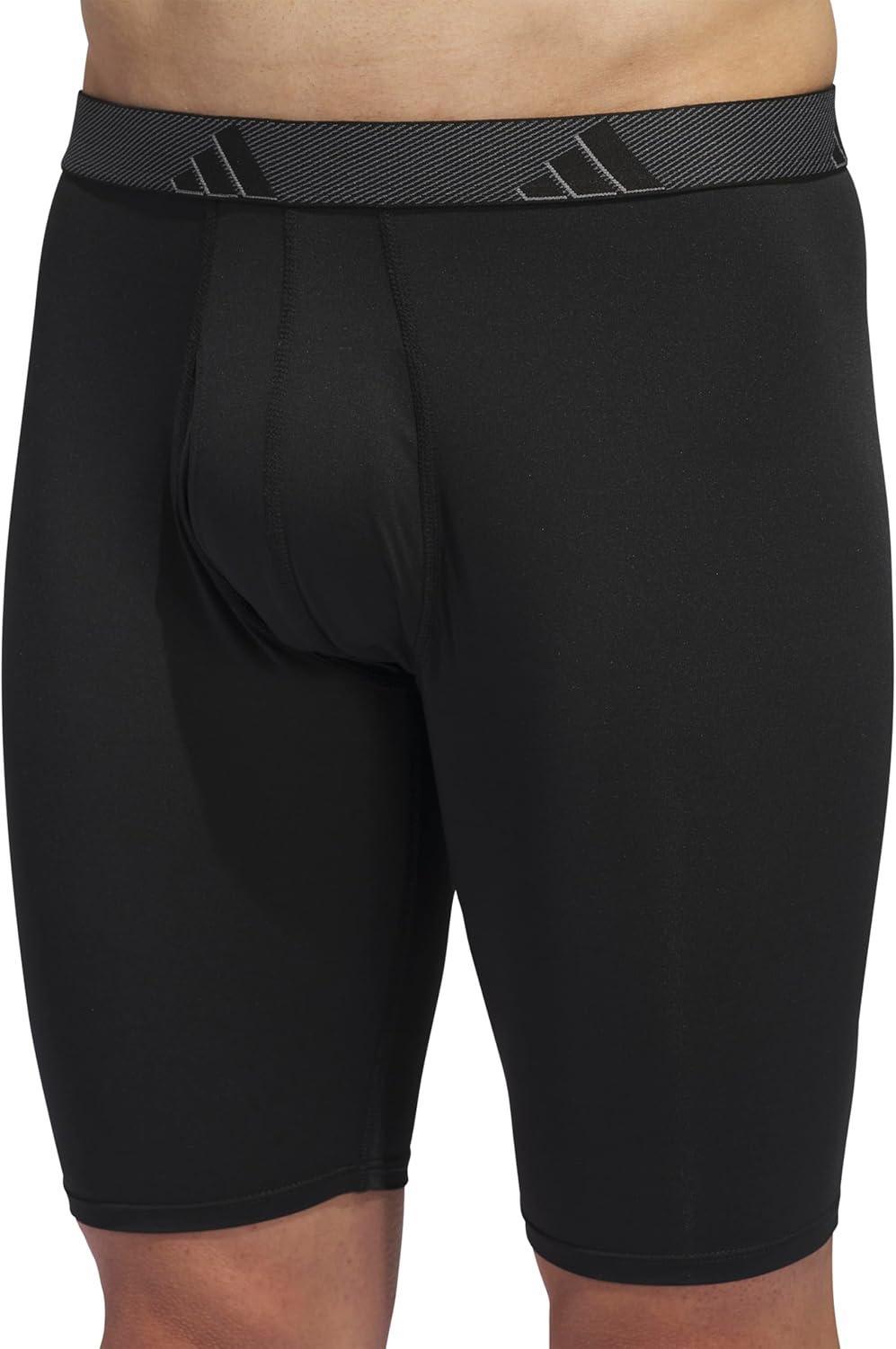 imageadidas Mens Performance 3Pack Long Boxer Brief Underwear Boxer Briefs 3Pack Long Mens Underwear PackBlackOnix GreyGreyMicrofiber