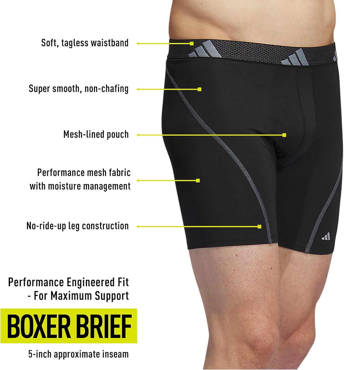 imageadidas Mens Performance Athletic Mesh Boxer Brief Underwear 3Pack Moisture Wicking Sport ComfortBlackOnix GreyBlack