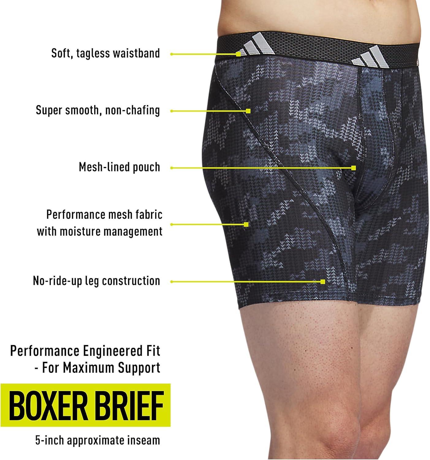 imageadidas Mens Performance Athletic Mesh Boxer Brief Underwear 3Pack Moisture Wicking Sport ComfortDigi Camo BlackonixBlackClear Grey