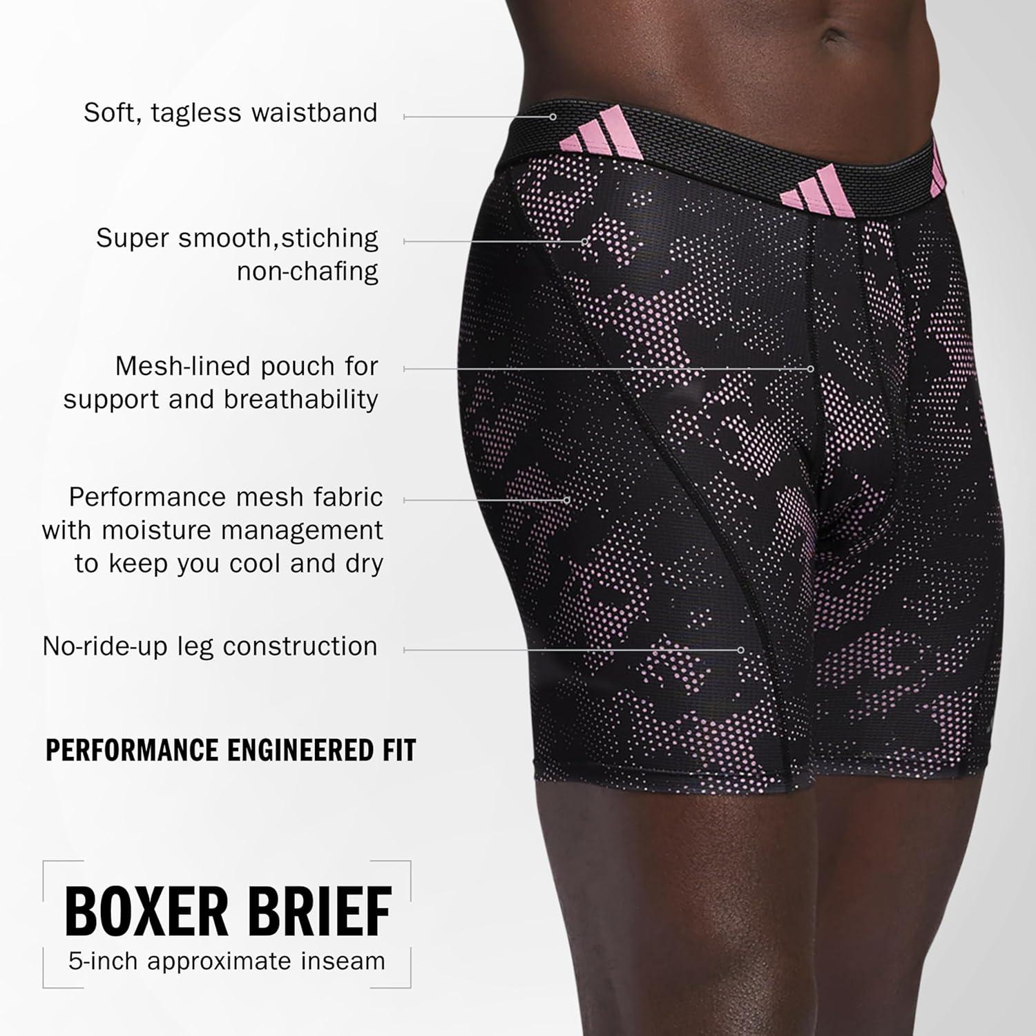 imageadidas Mens Performance Athletic Mesh Boxer Brief Underwear 3Pack Moisture Wicking Sport ComfortDrifttrue PinkblackTrue PinkBlack