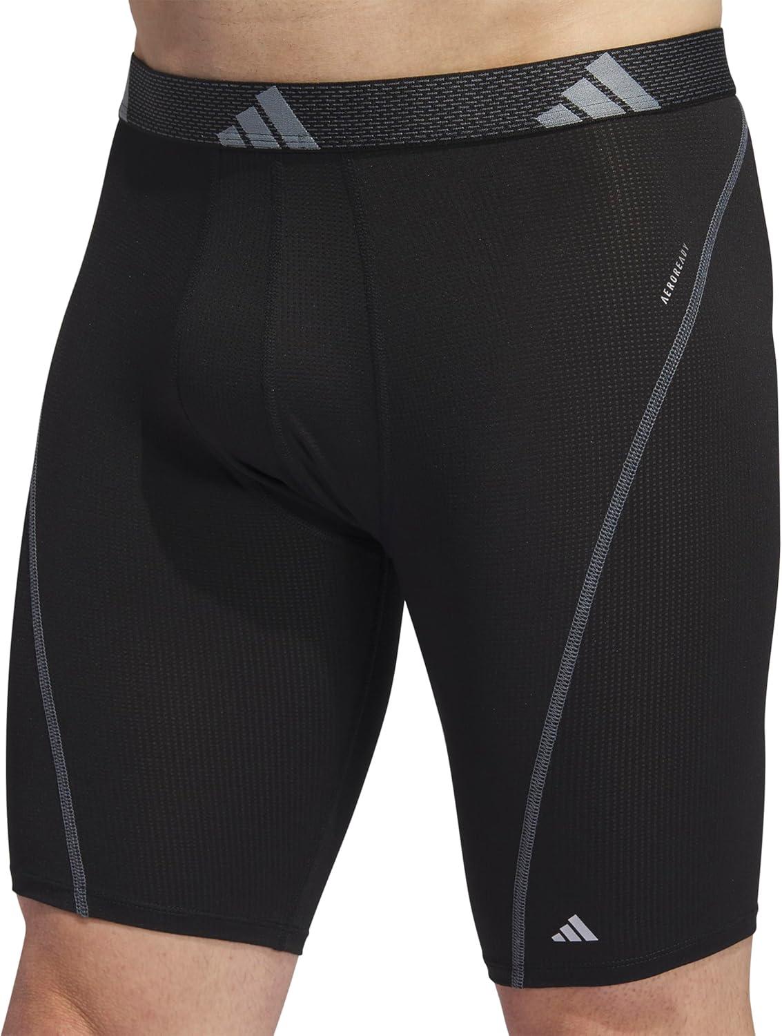 imageadidas Mens Performance Mesh Long Boxer Brief Underwear 3Pack for Active Sport and All Day ComfortBlackOnix GreyBlack