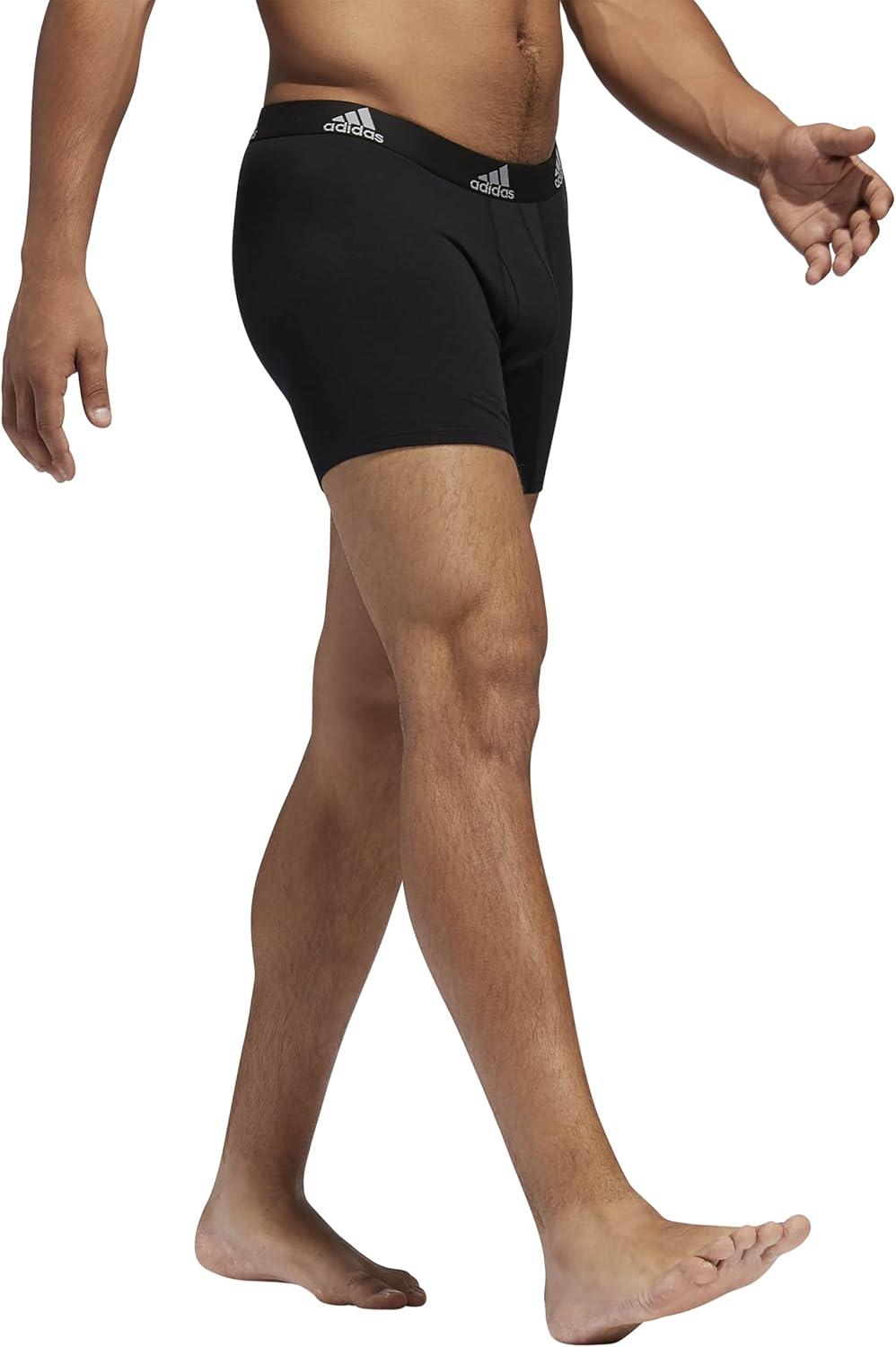 imageadidas Mens Performance Stretch Cotton Boxer Briefs 3Pack Soft Underwear Superior ComfortBlack