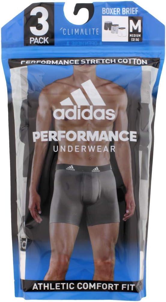 imageadidas Mens Performance Stretch Cotton Boxer Briefs 3Pack Soft Underwear Superior ComfortBlackGrey GreyBlack WhiteBlack