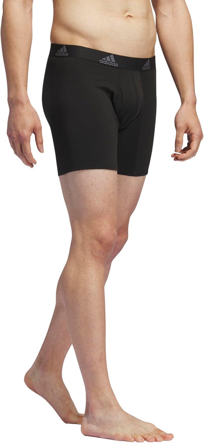 imageadidas Mens Performance Stretch Cotton Boxer Briefs 3Pack Soft Underwear Superior ComfortBlackOnix Grey