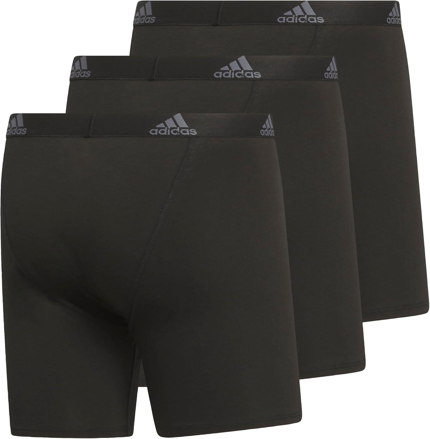 imageadidas Mens Performance Stretch Cotton Boxer Briefs 3Pack Soft Underwear Superior ComfortBlackOnix Grey