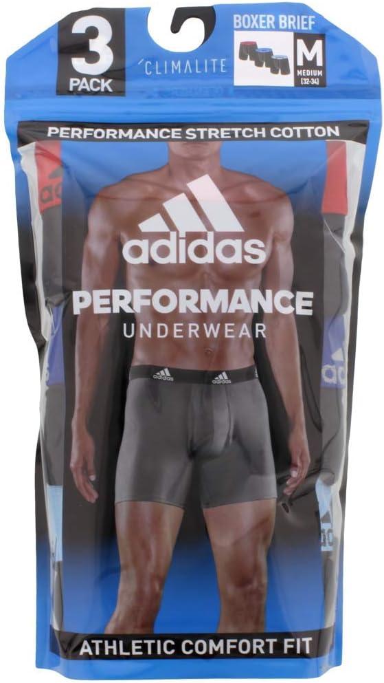 imageadidas Mens Performance Stretch Cotton Boxer Briefs 3Pack Soft Underwear Superior ComfortBlackScarlet BlackCollegiate Light Blue BlackBold Blue
