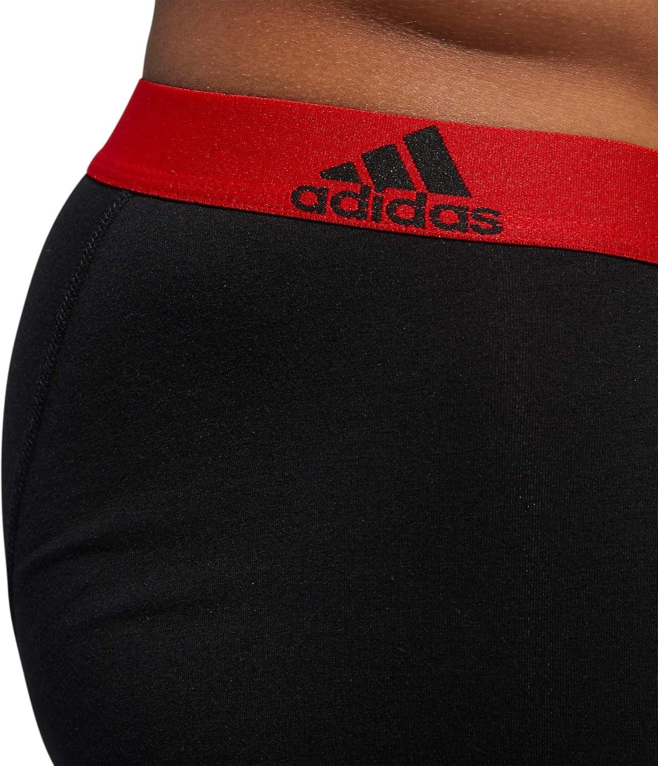 imageadidas Mens Performance Stretch Cotton Boxer Briefs 3Pack Soft Underwear Superior ComfortBlackScarlet RedBlue