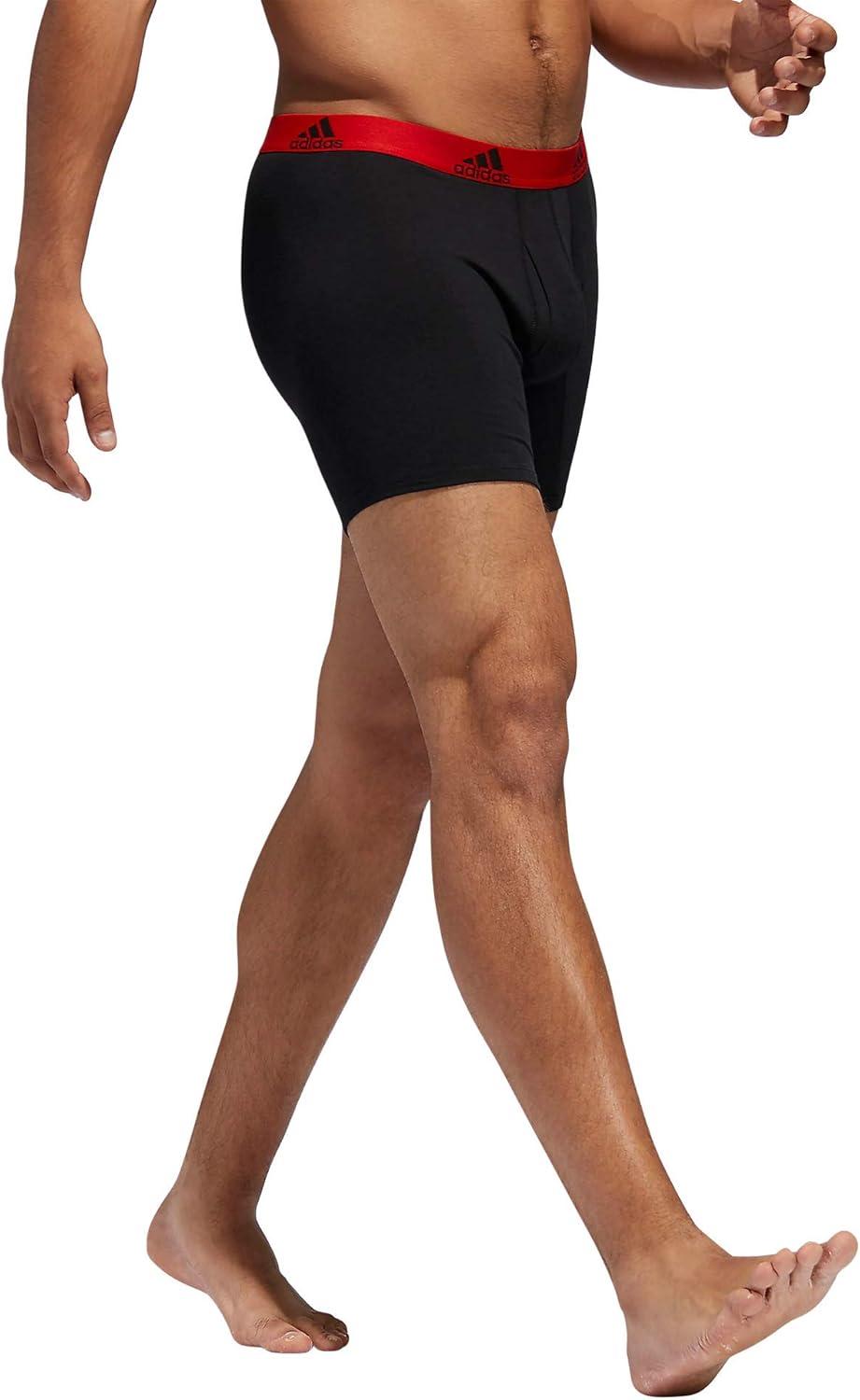 imageadidas Mens Performance Stretch Cotton Boxer Briefs 3Pack Soft Underwear Superior ComfortBlackScarlet RedBlue