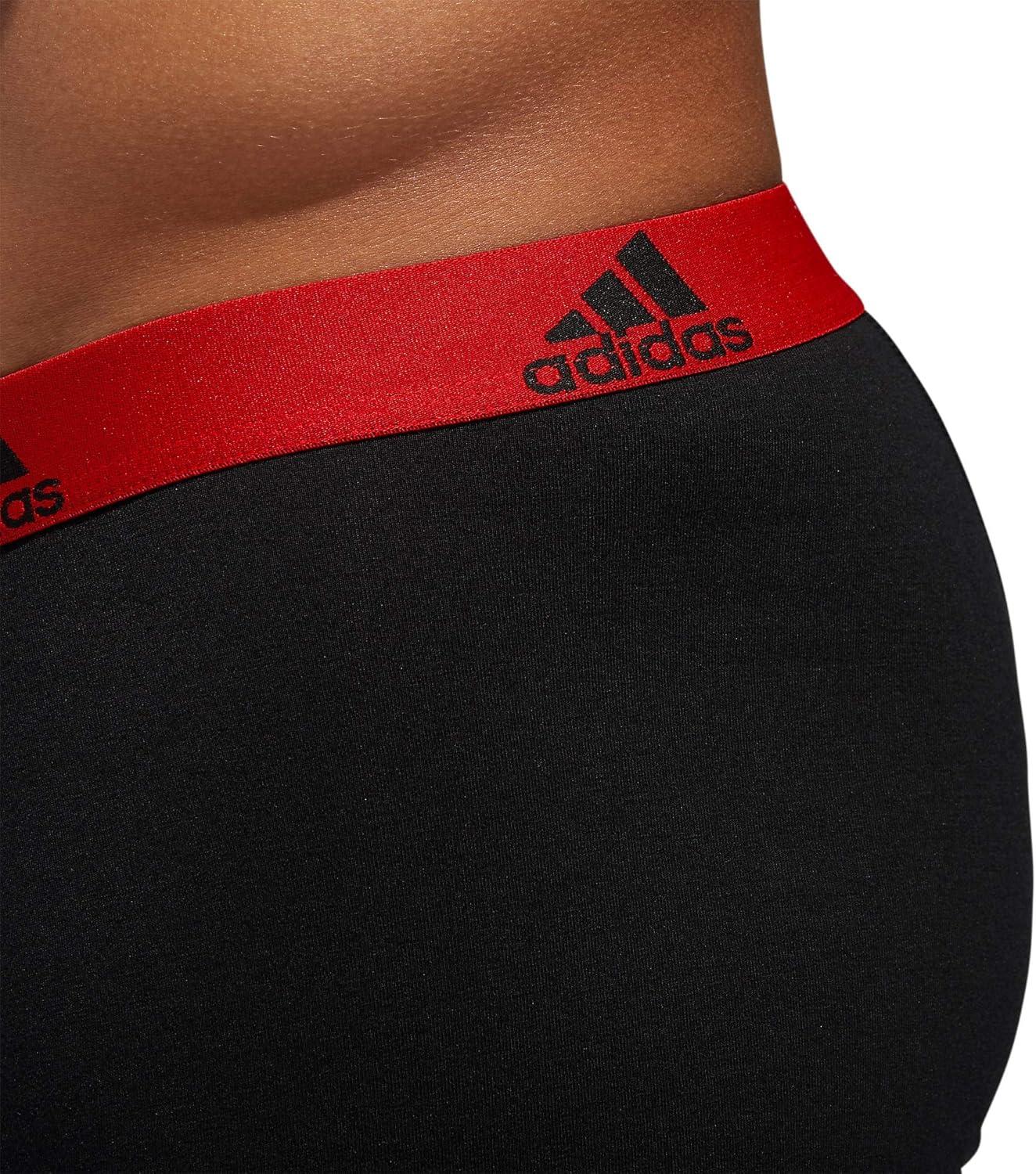 imageadidas Mens Performance Stretch Cotton Boxer Briefs 3Pack Soft Underwear Superior ComfortBlackScarlet RedBlue