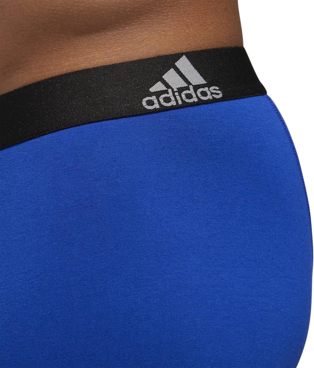 imageadidas Mens Performance Stretch Cotton Boxer Briefs 3Pack Soft Underwear Superior ComfortBlue