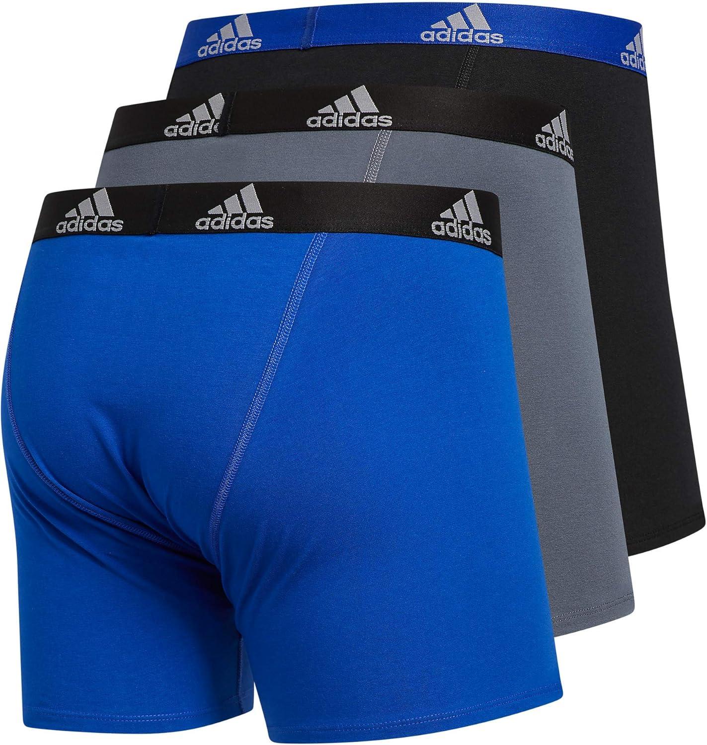 imageadidas Mens Performance Stretch Cotton Boxer Briefs 3Pack Soft Underwear Superior ComfortBlue