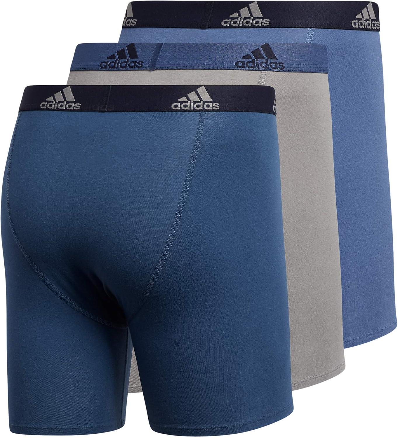 imageadidas Mens Performance Stretch Cotton Boxer Briefs 3Pack Soft Underwear Superior ComfortNight Marine BlueGreyCrew Blue