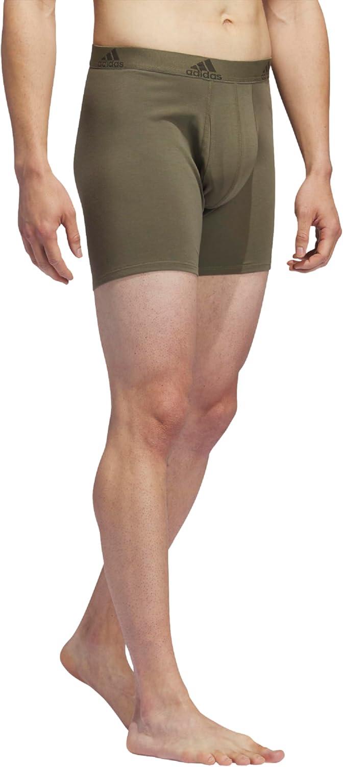 imageadidas Mens Performance Stretch Cotton Boxer Briefs 3Pack Soft Underwear Superior ComfortOlive Strata GreenChalky BrownPreloved Ink Blue