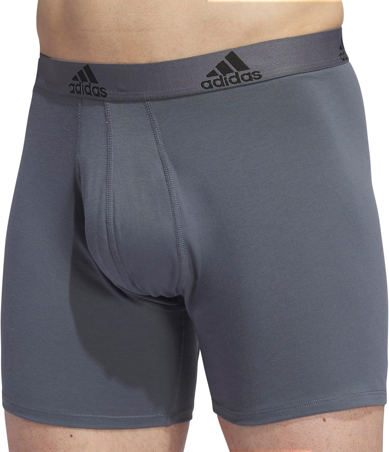 imageadidas Mens Performance Stretch Cotton Boxer Briefs 3Pack Soft Underwear Superior ComfortOnix GreyBlackGrey