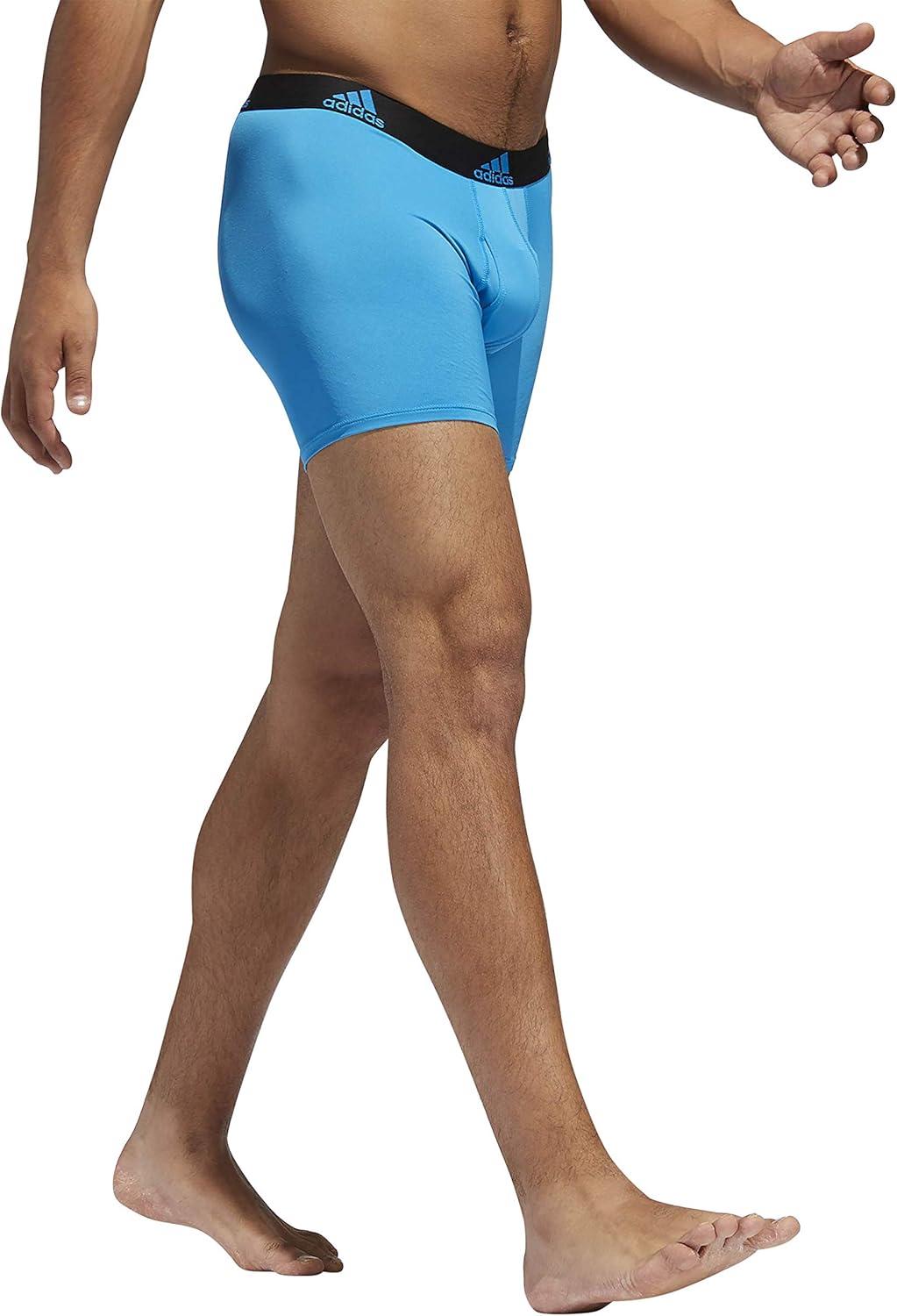 imageadidas Mens Performance Stretch Cotton Boxer Briefs 3Pack Soft Underwear Superior ComfortSolar BlueBlack BlackSolar Blue GreySolar Blue