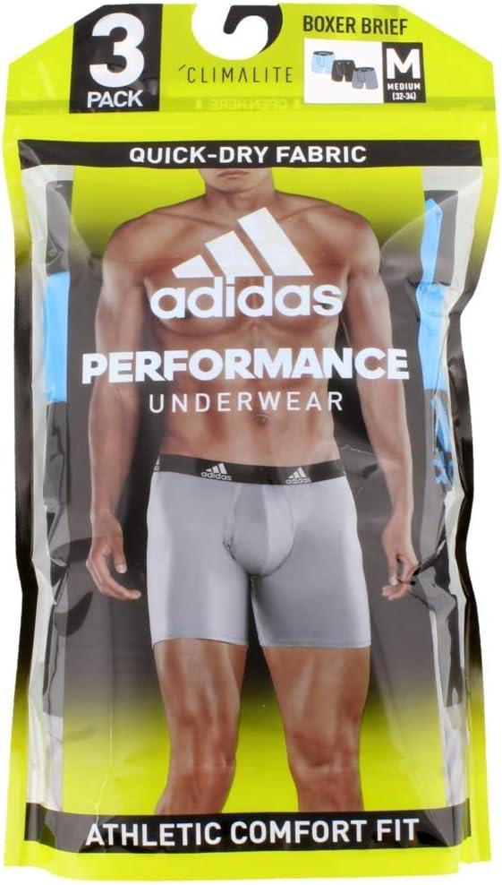 imageadidas Mens Performance Stretch Cotton Boxer Briefs 3Pack Soft Underwear Superior ComfortSolar BlueBlack BlackSolar Blue GreySolar Blue