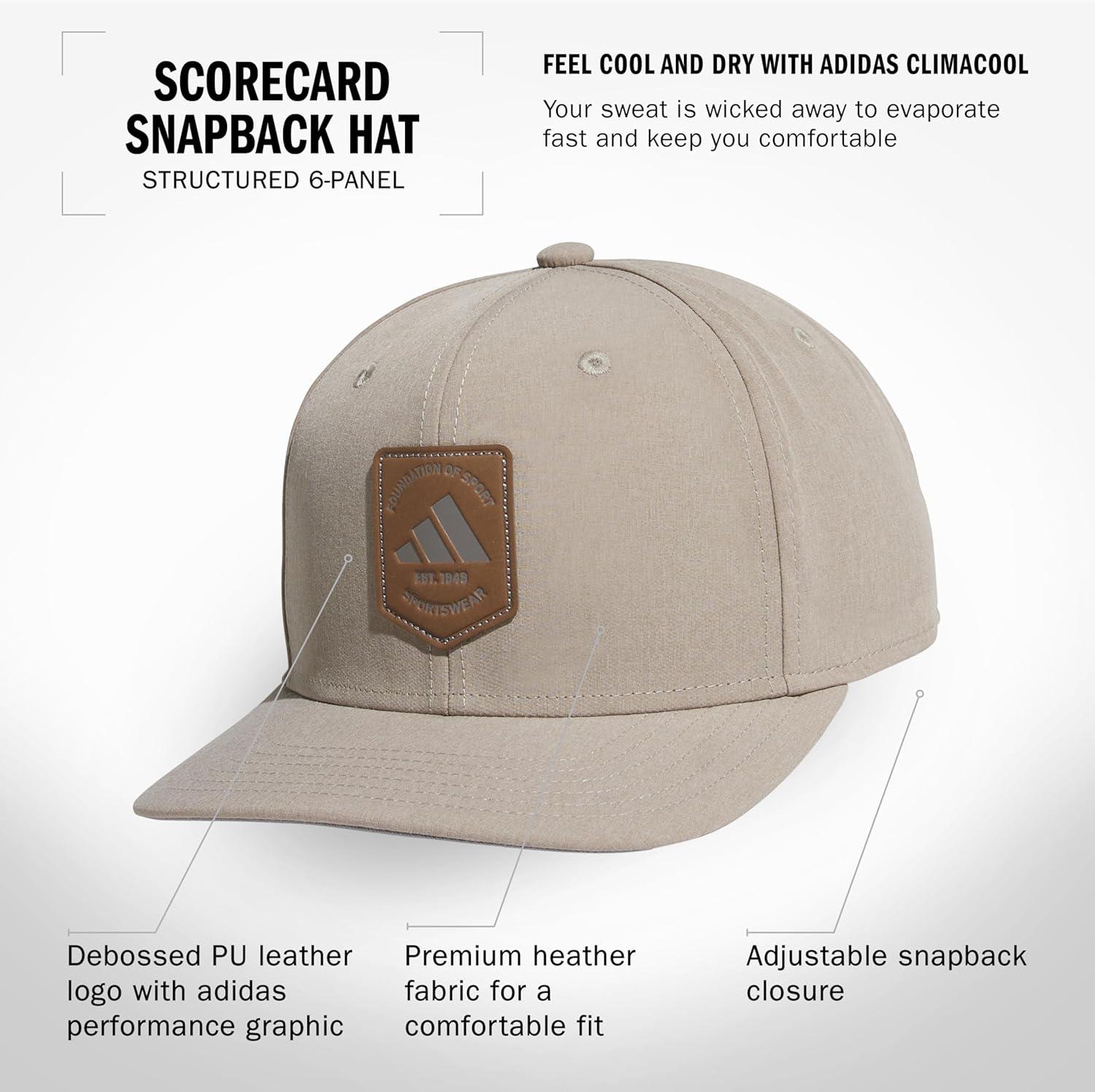 imageadidas Mens Scorecard High Crown Low Curve Brim Snapback Adjustable Fit Course Style HatWonder AluminaGrey Three