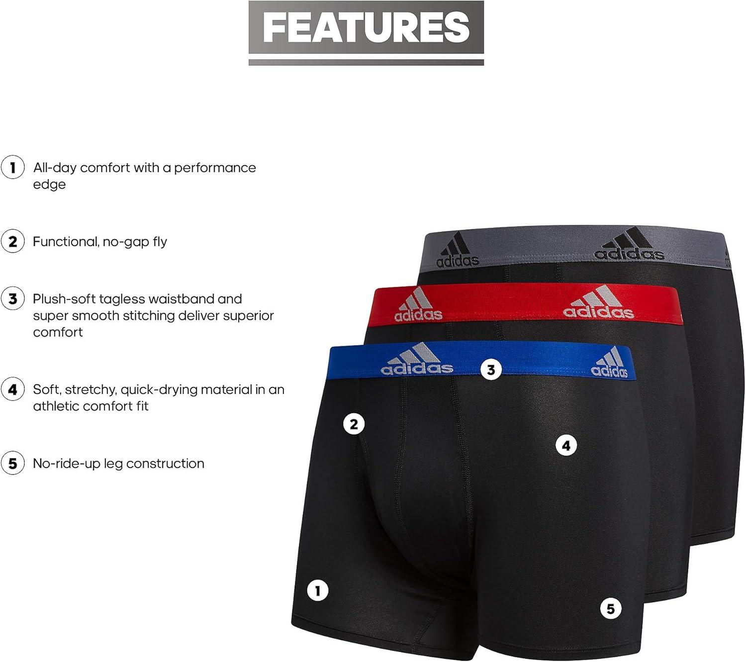 imageadidas Mens Stretch Cotton Boxer Brief Underwear 3Pack 2020BlackCollegiate Royal BlueScarlet Red