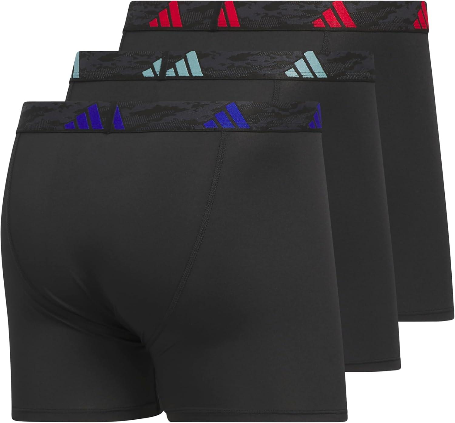 imageadidas Mens Stretch Cotton Boxer Brief Underwear 3Pack 2020BlackTeam Royal BlueBetter ScarletMicrofiber