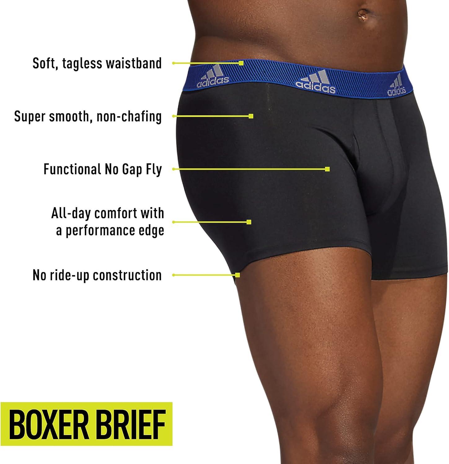 imageadidas Mens Stretch Cotton Boxer Brief Underwear 3Pack 2020BlackTeam Royal BlueImpact Yellow