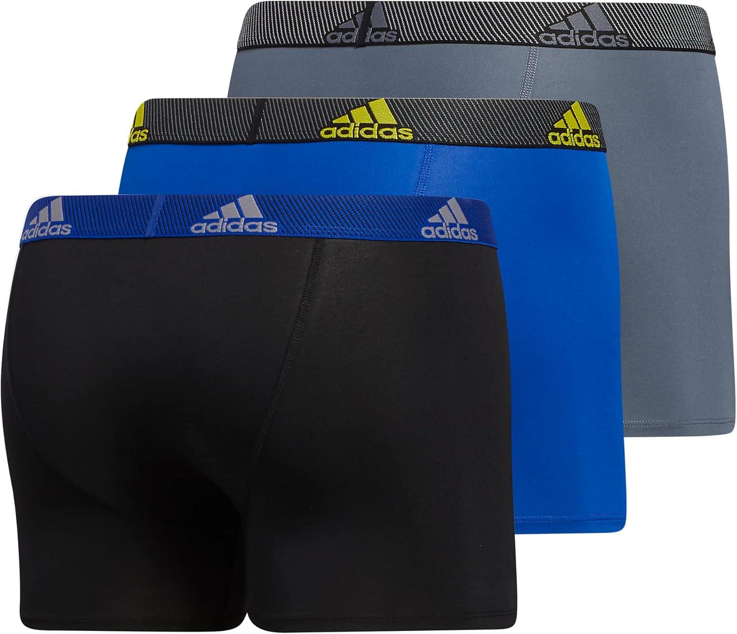 imageadidas Mens Stretch Cotton Boxer Brief Underwear 3Pack 2020BlackTeam Royal BlueImpact Yellow