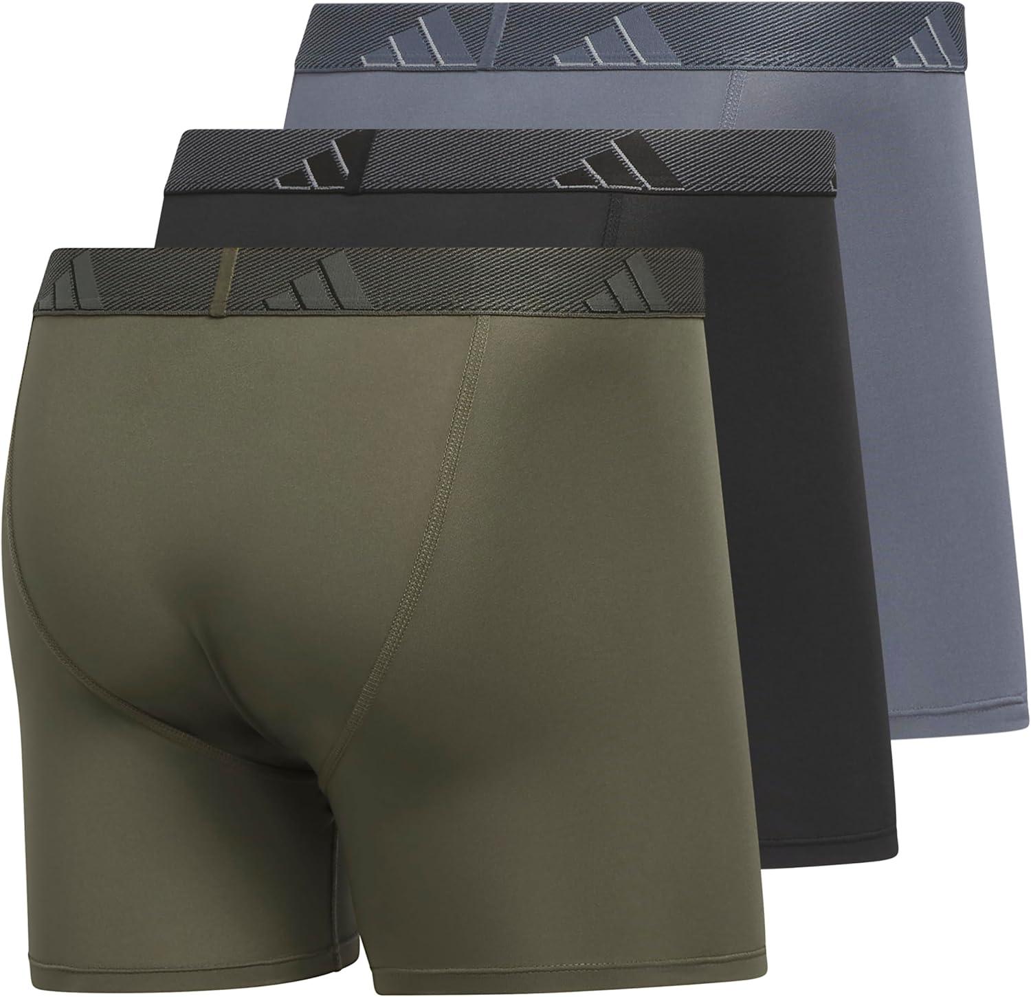 imageadidas Mens Stretch Cotton Boxer Brief Underwear 3Pack 2020Olive Strata GreenBlackOnix GreyMicrofiber