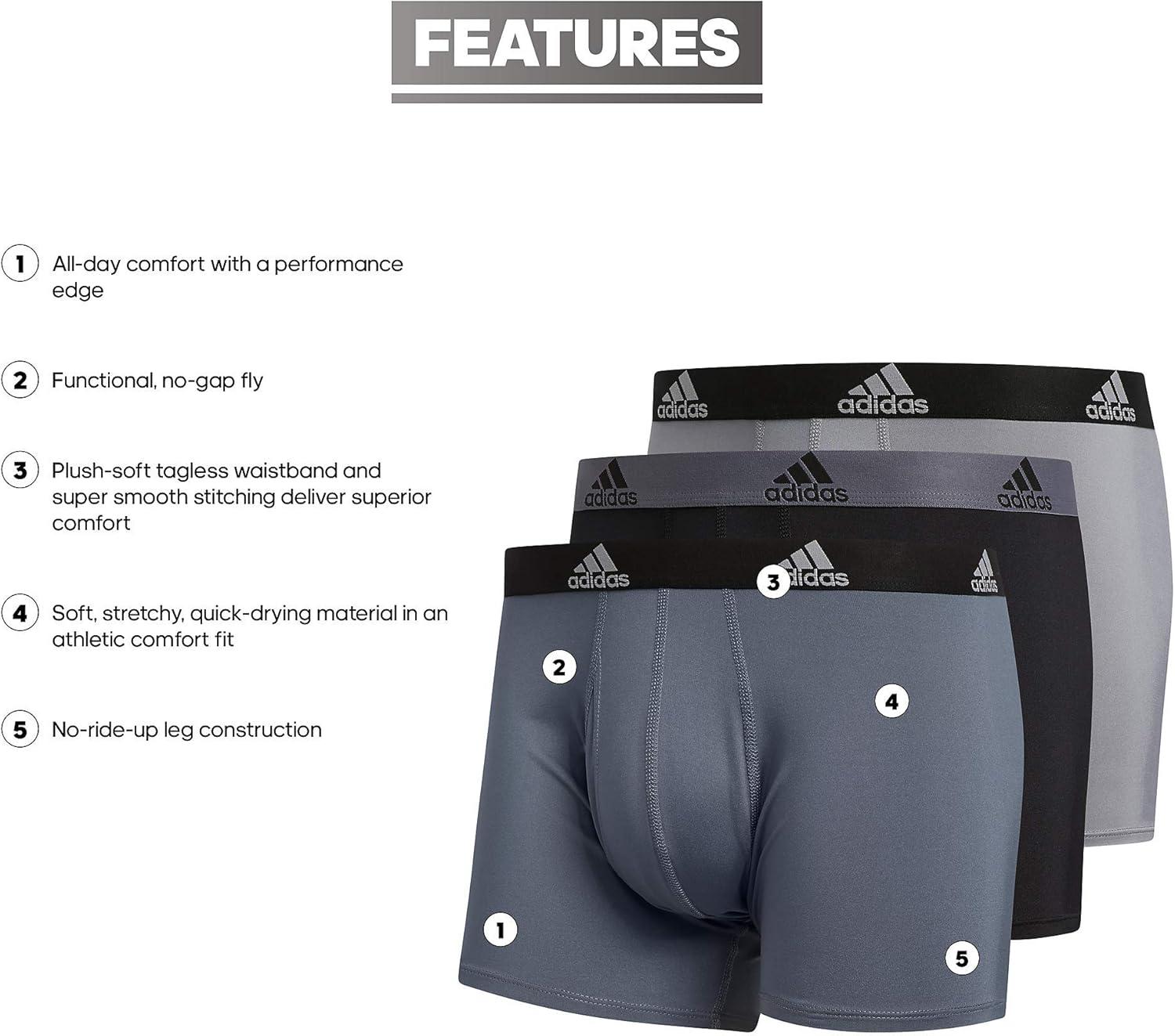 imageadidas Mens Stretch Cotton Boxer Brief Underwear 3Pack 2020Onix GreyBlackGreyPerformance