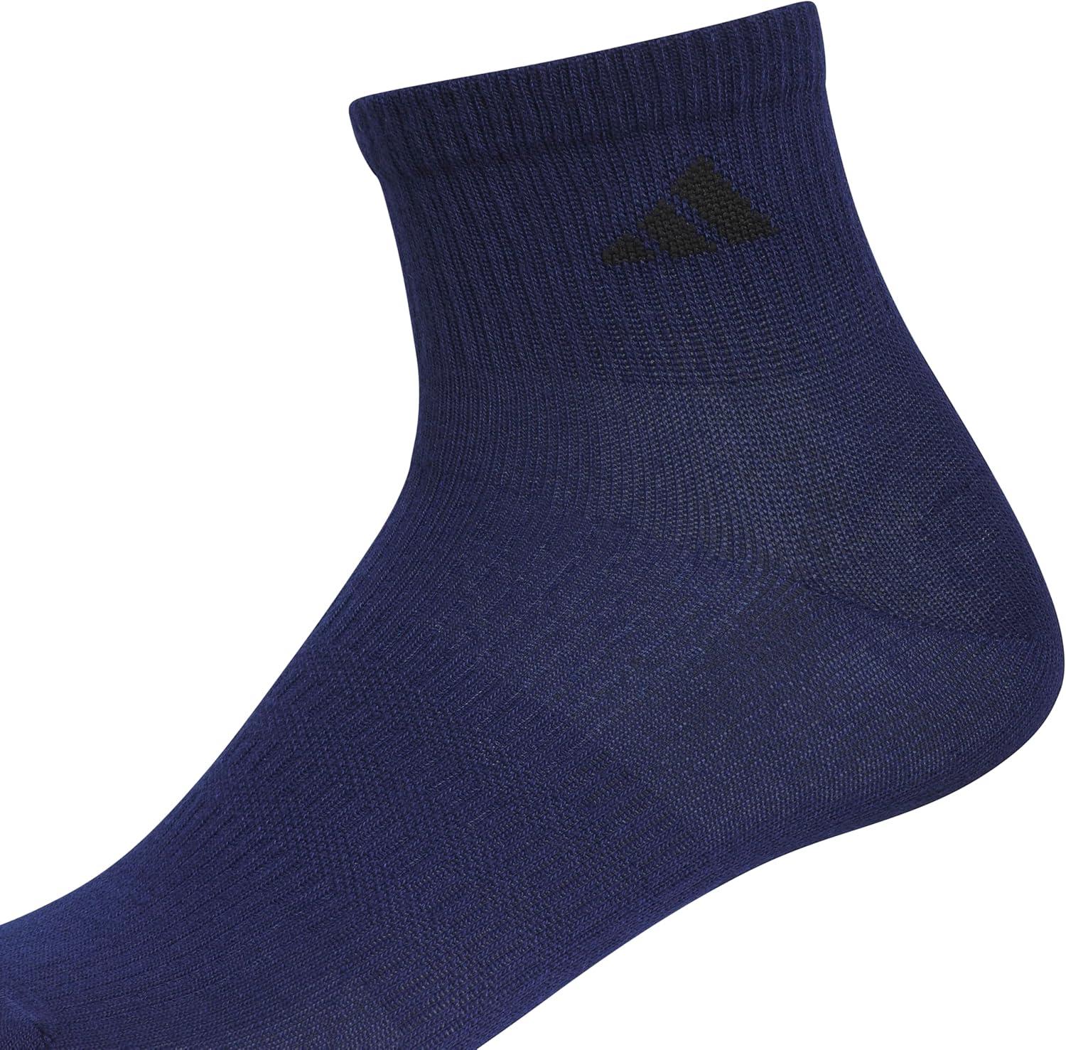imageadidas Mens Superlite Quarter Socks 6Pack Durable Lightweight Athletic Breathable with Compression Arch SupportDark BlueTech Indigo BlueCrew Blue