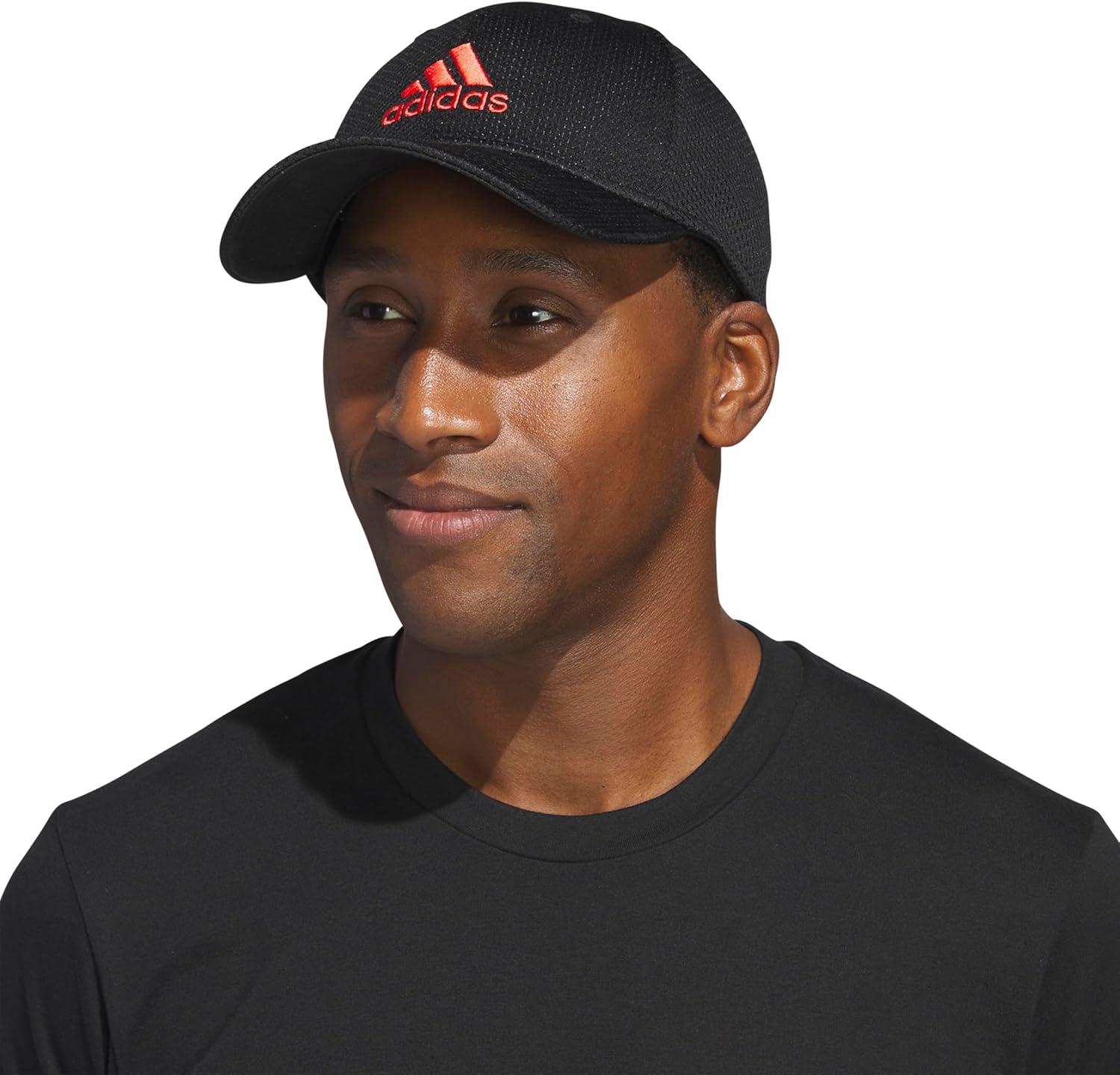 imageadidas Mens Zags 20 Structured Mid Crown AFlex Stretch Fit HatBaseball CapBlackHires Red