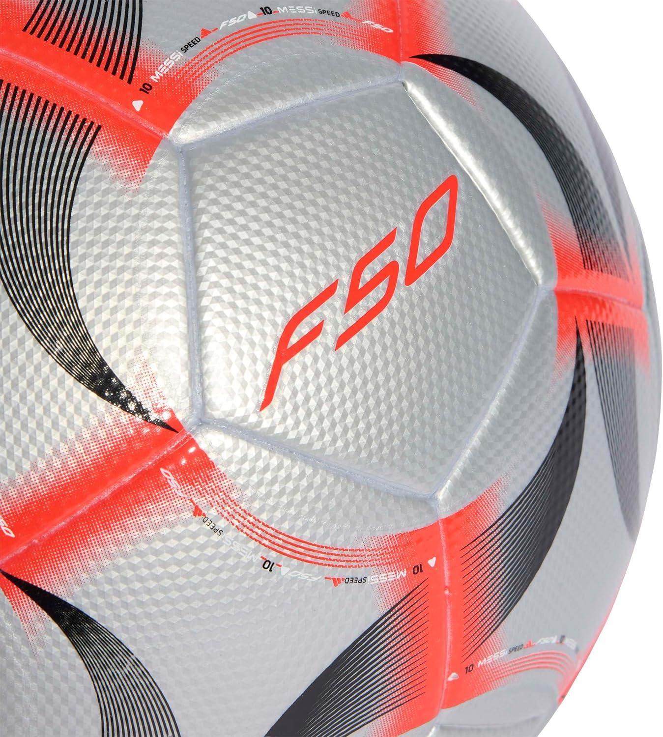 imageadidas Messi League Soccer BallSilver MetallicLucid RedBlack