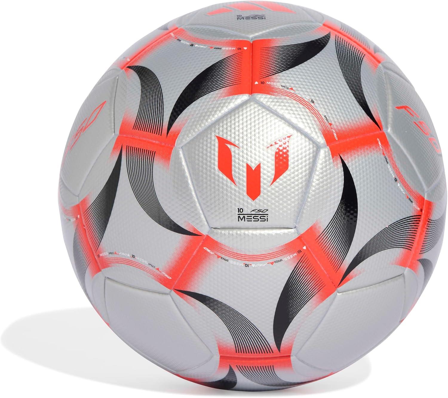 imageadidas Messi League Soccer BallSilver MetallicLucid RedBlack