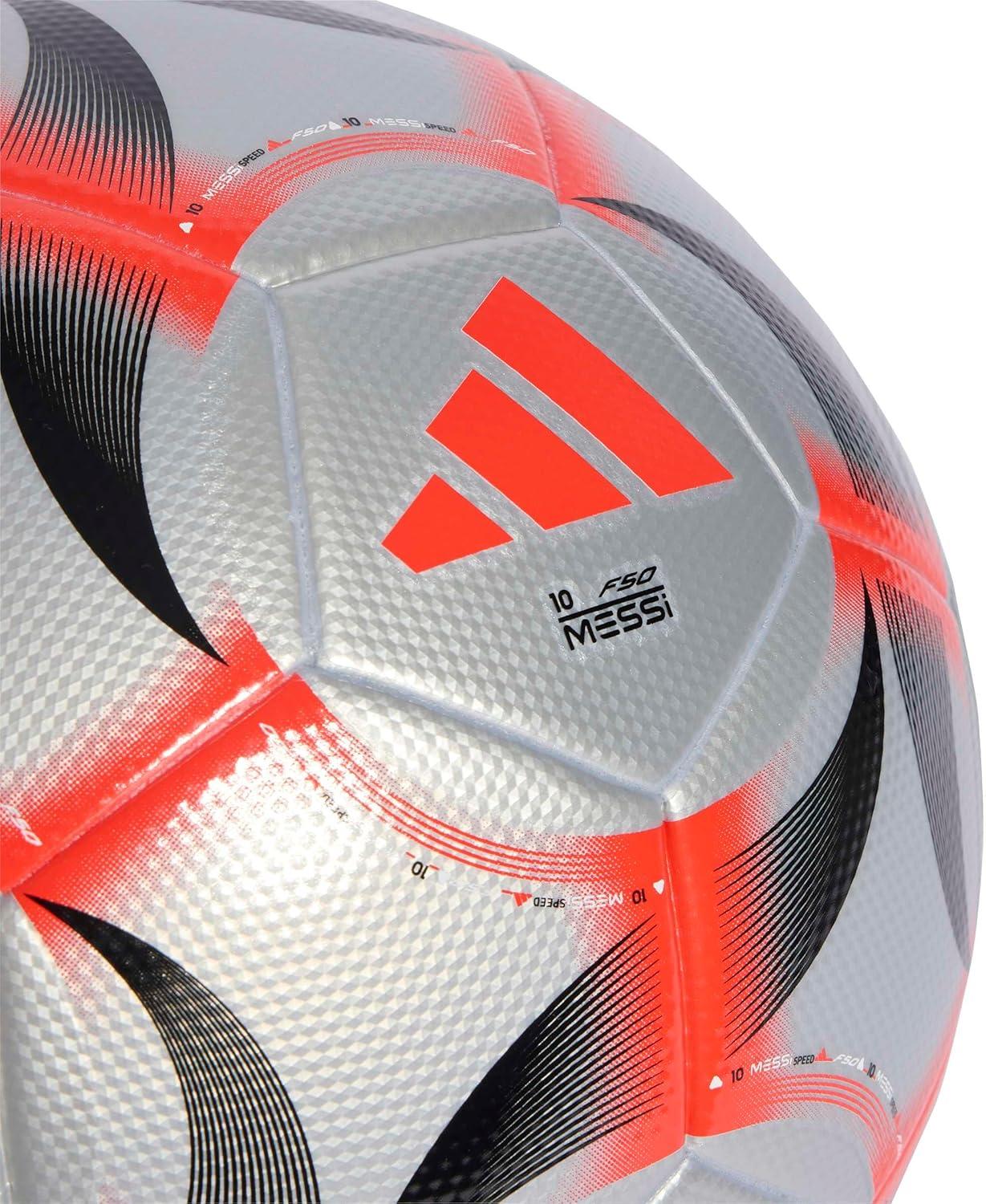 imageadidas Messi League Soccer BallSilver MetallicLucid RedBlack