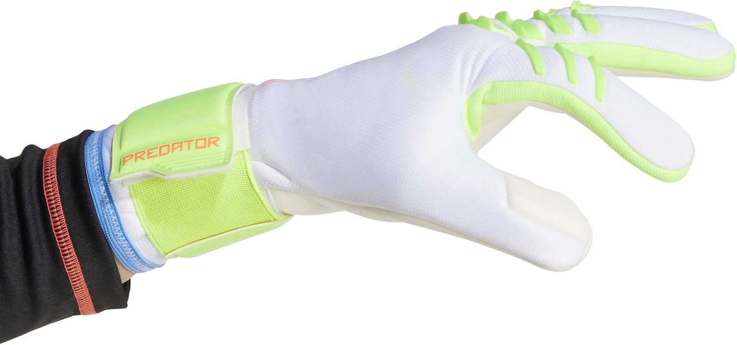 imageadidas Predator League Fingersave Goalie Soccer GlovesWhiteLucid LemonLucid Pink