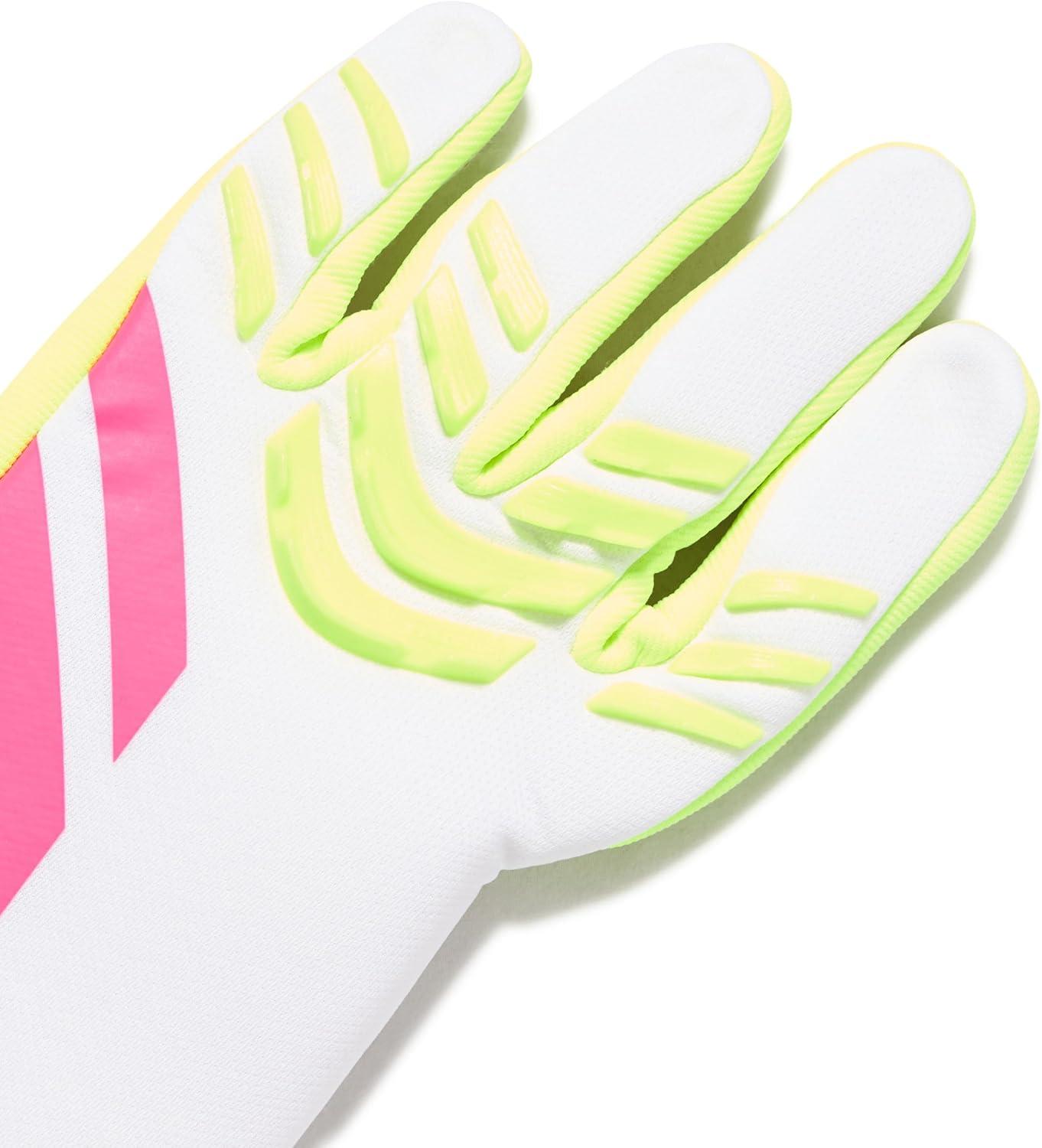 imageadidas Predator League Fingersave Goalie Soccer GlovesWhiteLucid LemonLucid Pink