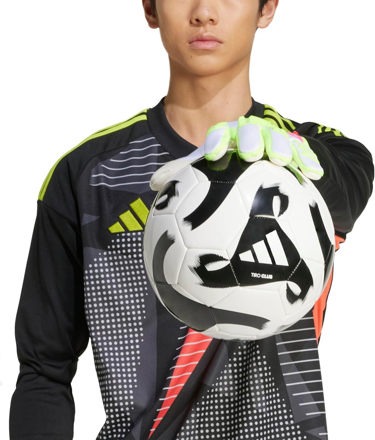 imageadidas Predator League Fingersave Goalie Soccer GlovesWhiteLucid LemonLucid Pink