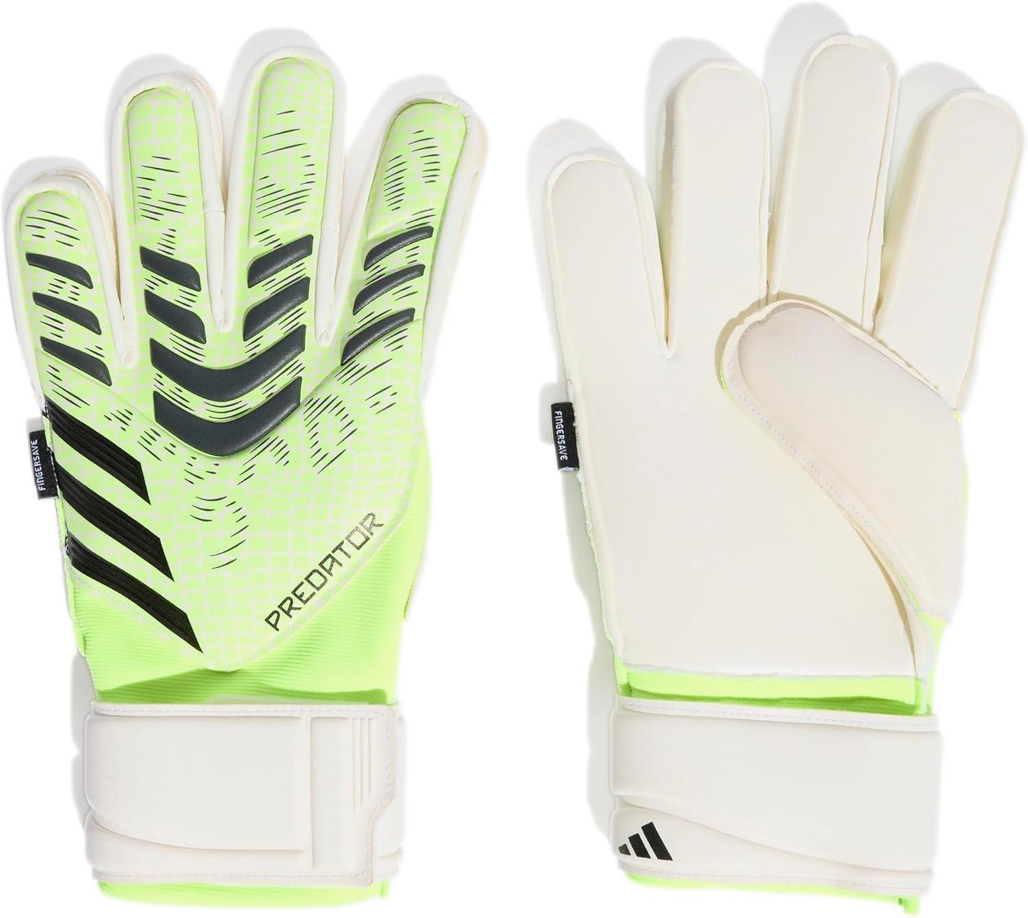 imageadidas Predator Match Fingersave Goalie Soccer GlovesLucid LemonWhiteBlack
