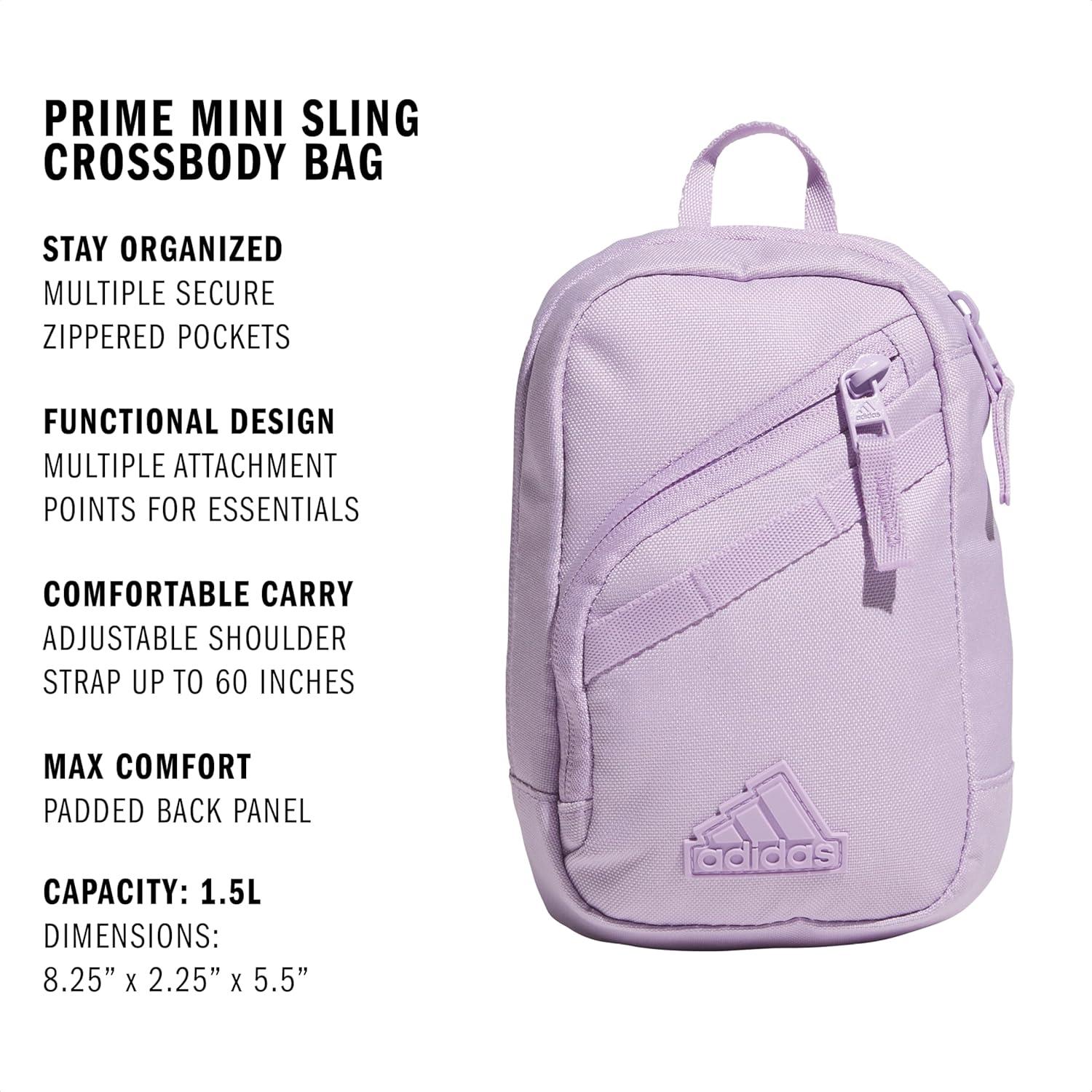imageadidas Prime Mini Sling Crossbody Bag Small Size for Festivals and Travel Black OSFAPowder Plum Purple
