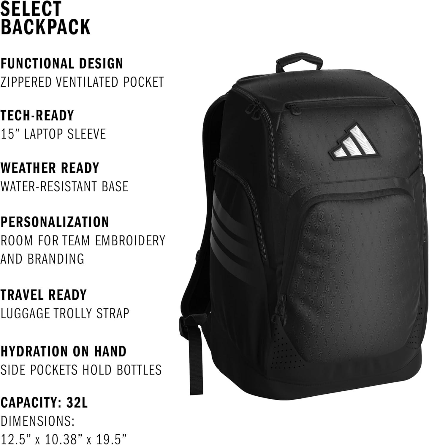 imageadidas Select Basketball Backpack for Men and Women Premium Sports Bag BlackPure Teal Green One SizeBlack
