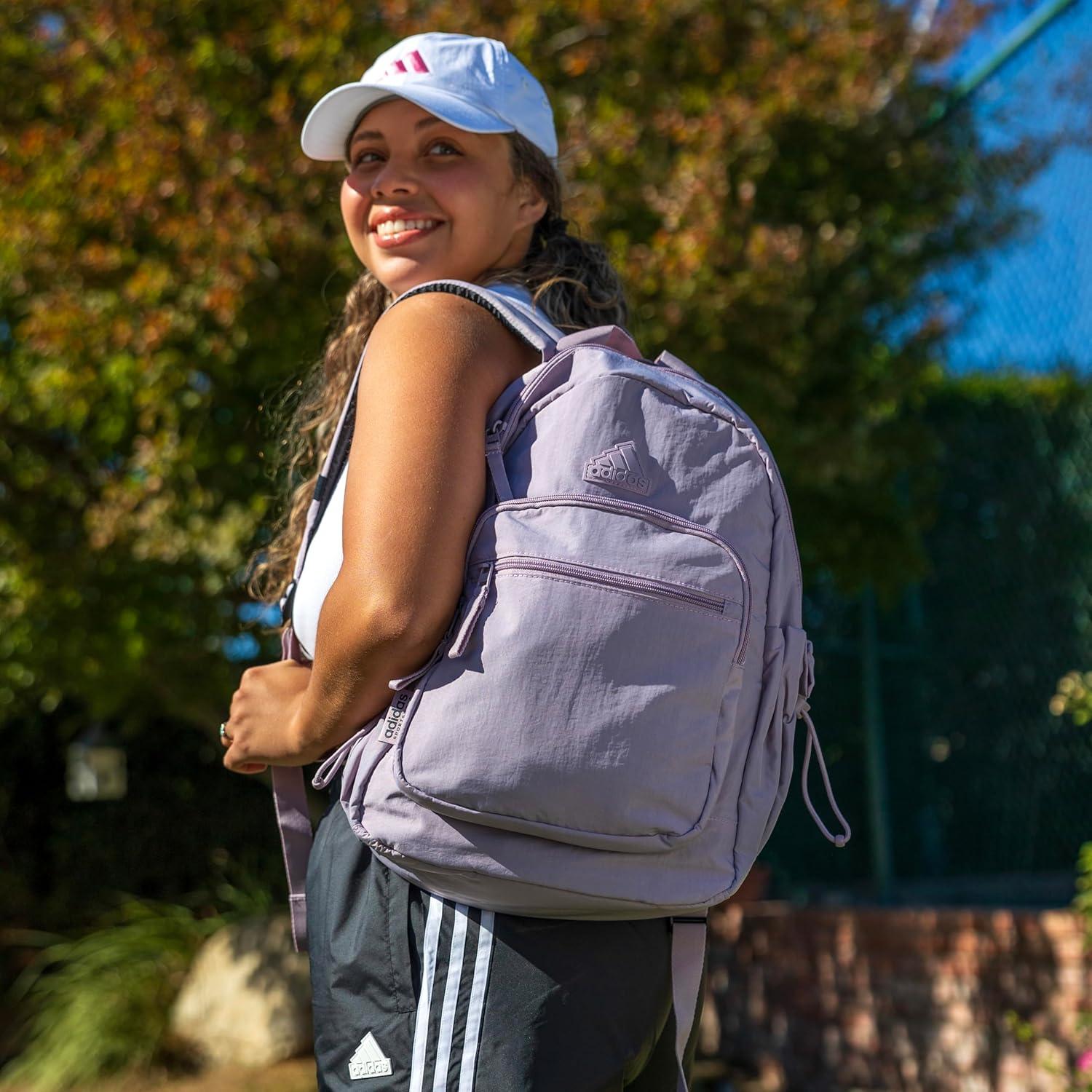 imageadidas Small Backpack for Women  Weekender Lightweight Bag with Laptop Sleeve Metal Grey One SizeMetal Grey