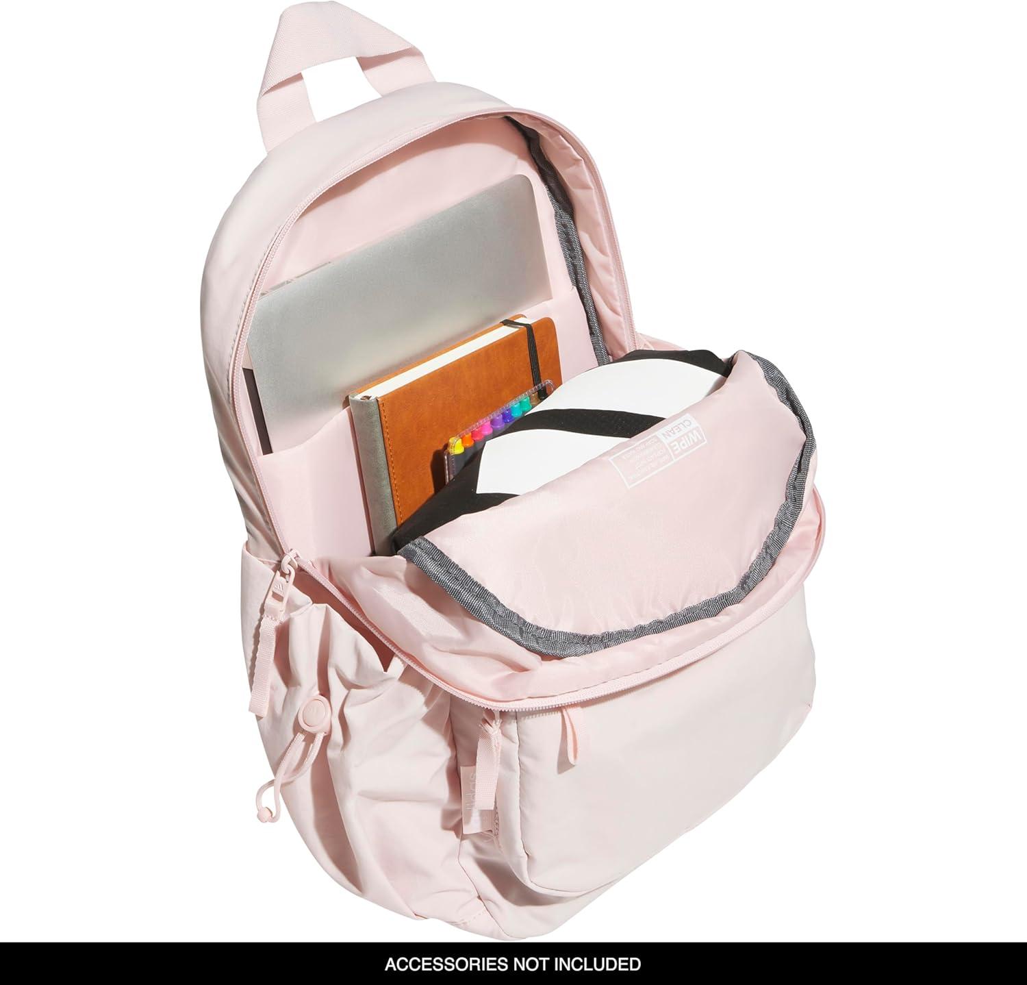 imageadidas Small Backpack for Women  Weekender Lightweight Bag with Laptop Sleeve Metal Grey One SizeSandy Pink