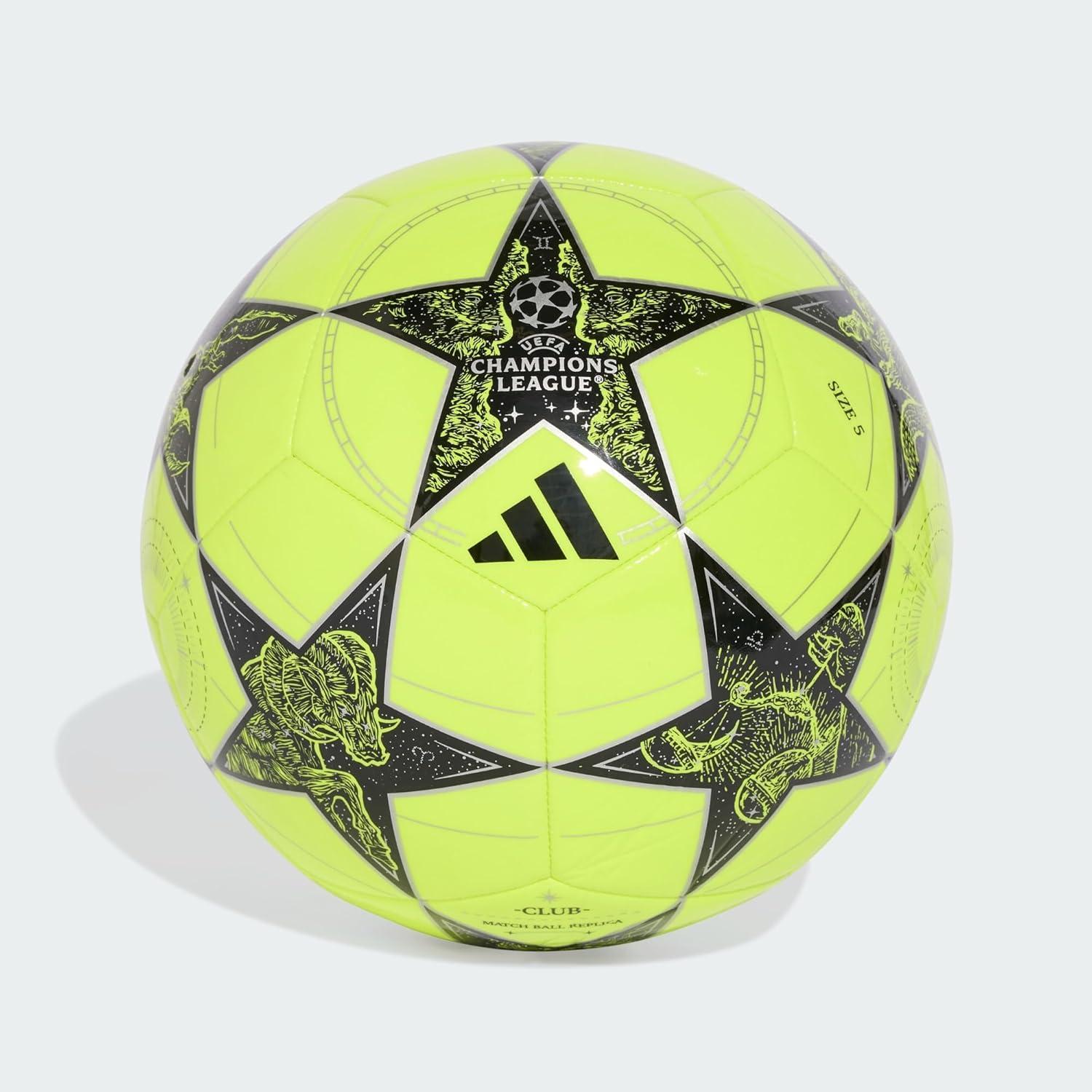 imageadidas UEFA Champions League Club Soccer BallSolar YellowBlackSilver Metallic
