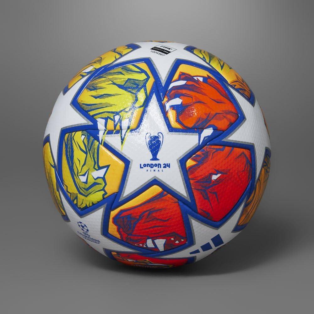 imageadidas UEFA Champions League FIFA Quality Pro Match Ball IN9340 Unisex Soccer Ball WhiteGlow BlueFlash Orange 5